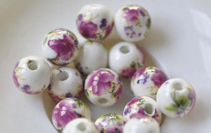 Purple Ceramic Beads, 10mm