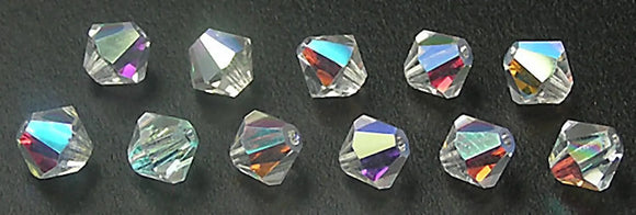 Austrian Crystal Clear AB Bicone Beads, Glass 4mm