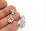 Beautiful Square Silver Zircon Charm