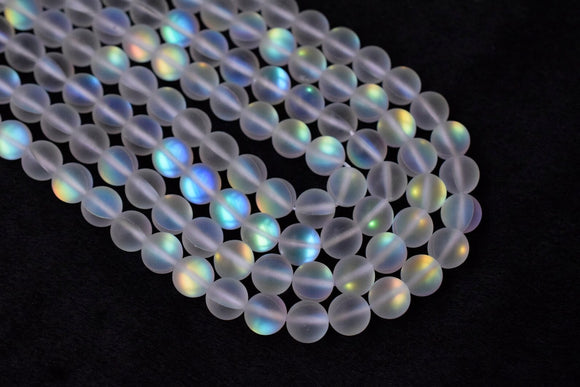 Quality Synthethetic Moonstone Beads 6mm - Clear