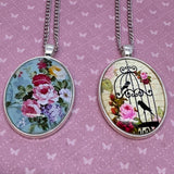 Handcrafted Vintage Oval Necklace – Floral or Birdcage Design