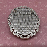 Handcrafted Vintage Oval Brooch – Floral or Birdcage Design