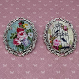Handcrafted Vintage Oval Brooch – Floral or Birdcage Design