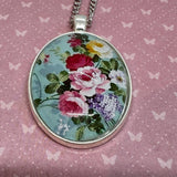 Handcrafted Vintage Oval Necklace – Floral or Birdcage Design