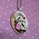 Handcrafted Vintage Oval Necklace – Floral or Birdcage Design