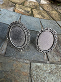 Antique Antique Silver Oval Ring Blanks 18mm x 25mm