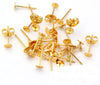 Gold Plated Earring Stud Posts in 6mm and 8mm