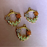 Gold Plated Floral Rhinestone Butterfly Garland Charms 24mm