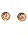 White Gold Plated Rose Stud Earrings - FREE POSTAGE