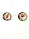 White Gold Plated Rose Stud Earrings - FREE POSTAGE