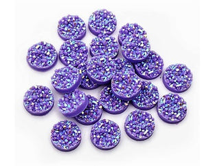 Purple Resin Druzy Cabochon, 12mm