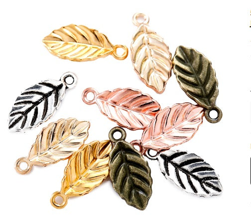 Leaf Charms 15mm x 7mm Double Sided