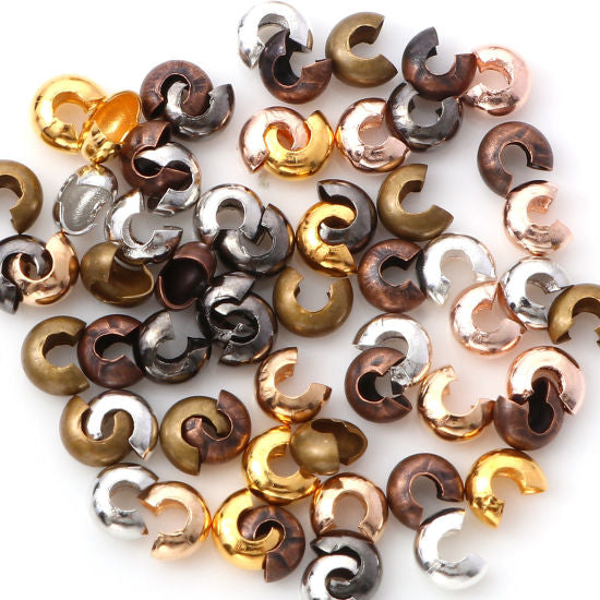 Mixed, Silver or Gold Colour Crimp Bead Covers 4mm