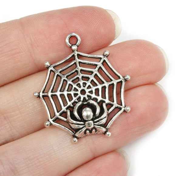 Silver Spiderweb Charms