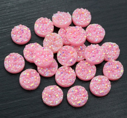 8mm Candy Pink Resin Druzy Cabochon