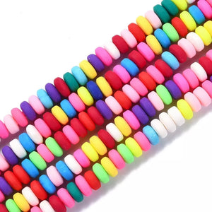 Bright Polymer Clay Disc Beads, 6mm