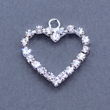Silver Rhinestone Diamante Heart Charms 20mm – Sparkly Jewellery Making Pendants for Bracelets, Earrings & Crafts
