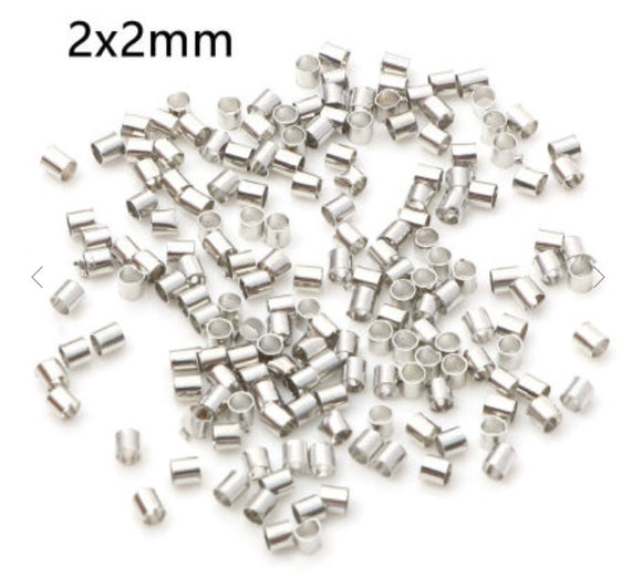 Silver Plated Crimp Bead Covers 2mm