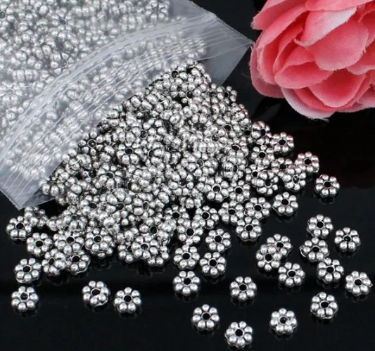 Tibetan Silver Daisy 5mm Spacer Beads