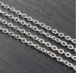 Silver Plated Jewellery Chain - 2.4x1.8mm  Sold by the meter