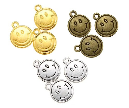 Smiley Face Charms - Gold and Silver