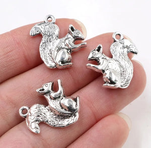 Silver Plated Squirrel Charms,