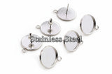 Stainless Steel 8mm, 10mm or 12mm Cabochon Earring Studs with loop