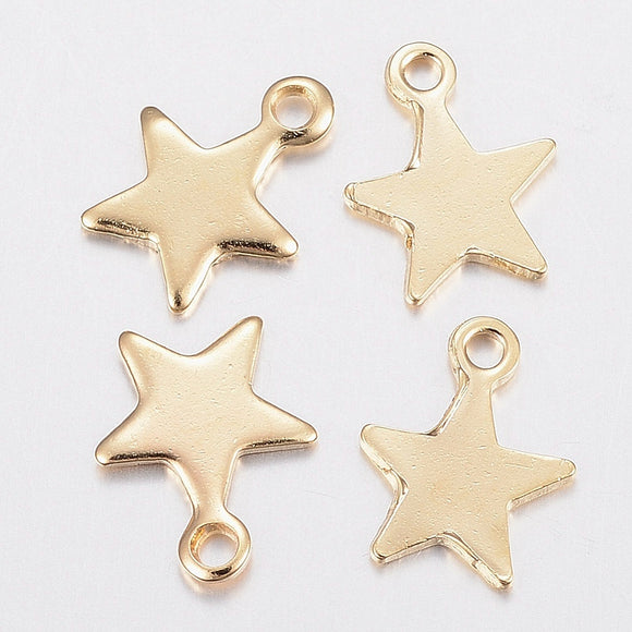 Stainless Steel Gold Plated Star Charms 10mm