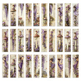 Set of decorative bookmarks with fairies, flowers, and mushrooms on a white background