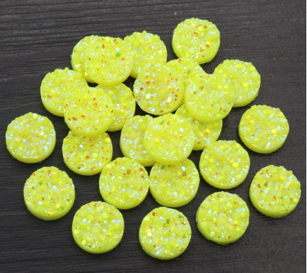 8mm Yellow Sparkle Resin Druzy Cabochon