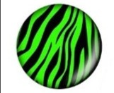 Green and Black 10mm or 12mm Zebra Print Glass Cabochons