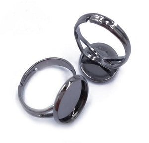 10mm Black Adjustable Cabochon Ring,