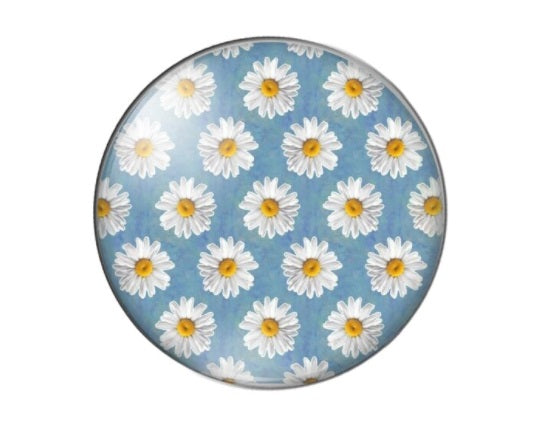 10mm or 12mm Glass Cabochon, Daisy Flowers