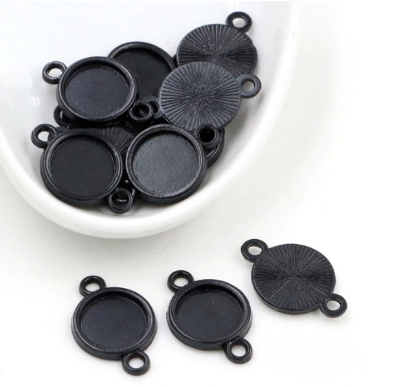 Black 10mm Cabochon Jewellery Connector 