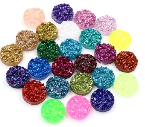 10mm Resin Glitter Druzy Cabochons,