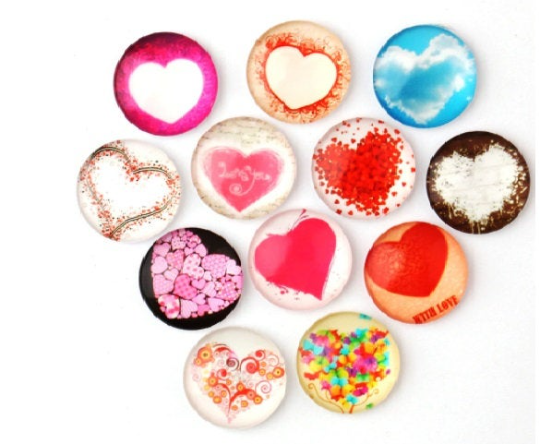 Heart Glass Cabochons 10mm or 12mm - Pack of 10