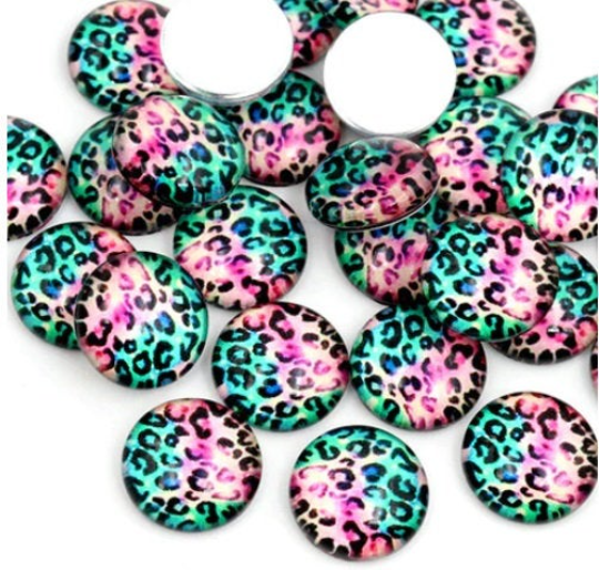 10mm Glass Leopard Print Cabochons