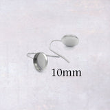 Stainless Steel Cabochon Earring Wires in 10mm and 12mm