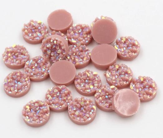 12mm Pink Resin Druzy Cabochon