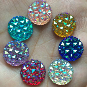 12mm Resin Rhinestone Cabochons - Mixed Colours