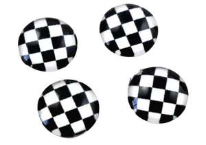 12mm Black and White Checked Glass Cabochons