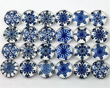 12mm Blue or Red Snowflake Glass Cabochons