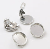 12mm Silver Cabochon Clip on Earrings