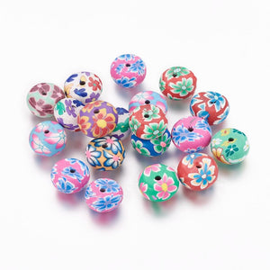 12mm Polymer Clay Printed Floral Beads