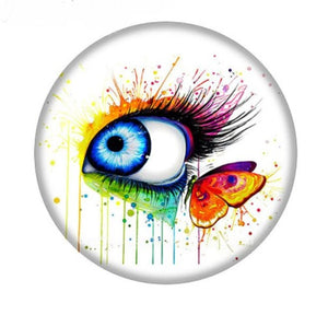 Colourful Statement Eye and Butterfly Glass Cabochon 12mm