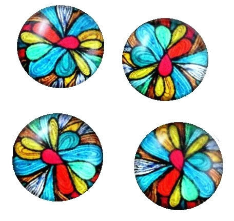 12mm Multi Colour Floral Glass Cabochons