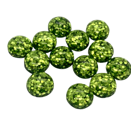 12mm Green Glitter Resin Cabochons