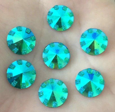 12mm Green Colour Pointed Cabochons