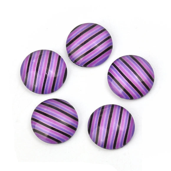 12mm Purple Multi Stripe Glass Cabochon