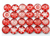 12mm Blue or Red Snowflake Glass Cabochons